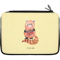 Mr. & Mrs. Panda Federmappe Roter Panda - Gelb Pastell - Geschenk, Schulmäppchen, Federtasche, Lustige Sprüche, Lieblingsmensch, Herz, Etui, Federmäppchen, Liebling, Rot