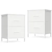 Songmics BELLAH Kollektion - 2er Set Nachttisch mit 2 Schubladen wolkenweiß-schneeweiß LGS112WH01