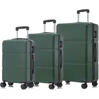 YONSLY Premium Reisekoffer TSA-Schloss,YKK-Reißverschluss Hartschalen-Koffer Kabinenkoffer Rollkoffer Suitcase Handgepäck (Dunkelgrün, M-L-XL-Set)