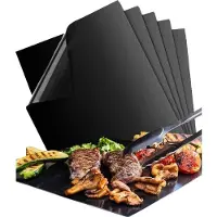 Domarex BBQ Grillmatte (5er Set) Wiederverwendbar, Antihaftbeschichtet, Hitzebeständig, Leicht zu Reinigen, 40x33 cm, Grillmatten, Teflon Grillmatte