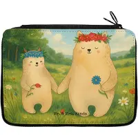 Mr. & Mrs. Panda Schlampermäppchen Bären mit Blumenkranz Design - Weiß - Geschenk, Schreibmappe, Familie, Mutter, Federtasche, Mama, Family, Federmappe, Mäppchen
