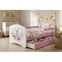 Happy Babies Kinderbett - Satz Mit Matratze & Schublade und Rausfallschutz, 70x140, Mädchen Kinderbetten & Jugendbett Jungen Kids Bed, buntes Design,