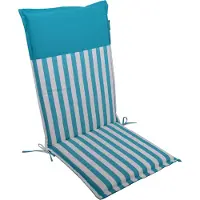 DiscountDeal24 LILENO HOME Gartenstuhl Auflagen als [1er Set - Hochlehner] in Streifen Aqua - Uni Aqua - bequeme Liegen als Sitzauflagen für Gartenmöbel - Stuhlkissen für Gartenstühle MALT