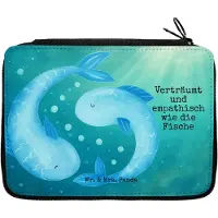 Mr. & Mrs. Panda Federmappe Sternzeichen Fische Design - Weiß - Geschenk, reiseetui, Mäppchen, Stiftemappe, Fisch, Sternbild, Bleistiftetui, Federmäppchen