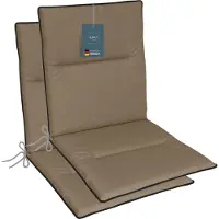 DiscountDeal24 LILENO HOME Gartenstuhl Auflagen als [2er Set - Niedriglehner] in Sand + Keder Grau - bequeme Liegen als Sitzauflagen für Gartenmöbel - Stuhlkissen für Gartenstühle und Klappstühle