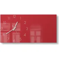 DEQORI Glasuhr 60x30 cm Zahlen 'Rot' Wanduhr Glas Uhr Design leise Küchenuhr