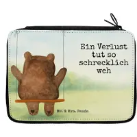 Mr. & Mrs. Panda Federtasche Bär Schaukel Design - Weiß - Geschenk, Mäppchen, Federmäppchen, Etui, Schlampermäppchen, Teddy, Stifteetui