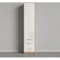 SMARTBett GmbH SMARTBett Schrank Kleiderschrank Aktenschrank 50cm mit 2 Schubladen Wildeiche/Weiss Glanz