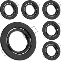 LUMILED 6x Einbaustrahler schwenkbar flach Spots für LED oder Halogen Einbauleuchten Einbaurahmen rund stahl Einbauspots Downlight Schwarz