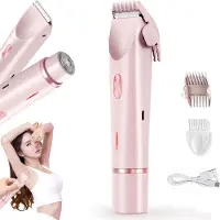 Dopwii Intimrasierer Frauen 2-in-1 Dualkopf, USB Aufladung, Elektrischer Rasierer, IPX7 wasserdicht, Gesicht, Körper, Bikini, Rosa, präzise & sicher