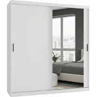 Ravio Kleiderschrank MIRANO 200x215 cm Weiß Matt Schwebetürenschrank Groß
