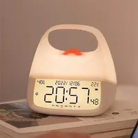 Welikera Kinderzimmer-Nachtlicht, Temperatur- und Luftfeuchtigkeitsanzeige, LED-Quetschlampe, Typ-C-LCD-Display, hält bis zu 10 Stunden for Babys und Kinder