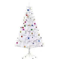 Novzep Künstlicher Weihnachtsbaum 150 cm mit 680 Spitzen, Metallständer, Weihnachtsdeko inkl. Kugeln, Glocken, Trommeln, Geschenkboxen und 12 Tannenzapfen für drinnen