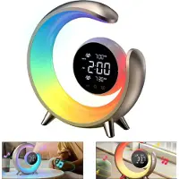 Dopwii RGB Nachtlicht Touch, Doppelalarm Wecker, USB Ladestation, Weißes Rauschen, Farbwechsel Nachttischlampe, Stimmungslicht
