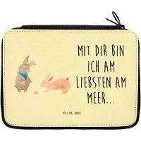 Mr. & Mrs. Panda Etui Hasen Muschel - Gelb Pastell - Geschenk, Federmappe, Muscheln, Federmäppchen, Schlampermäppchen, Mäppchen, Bleistiftetui, Meer, Muttertag, Strand