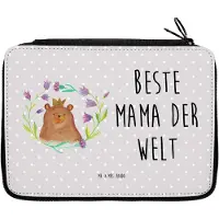Mr. & Mrs. Panda Schulmäppchen Bär Königin - Grau Pastell - Geschenk, Federmäppchen, Federmappe, Mom, Mutter, Beste Mama, Mäppchen, Federtasche, Lieblingsmensch, Etui