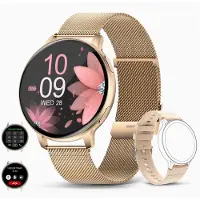 Exlene Smartwatch mit Bluetooth-Sprachfunktion, Herzfrequenzmesser und Gesundheitsmonitor, 1,39 Zoll großem Bildschirm, modischer Sport-Smartwatch