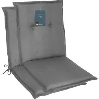 DiscountDeal24 LILENO HOME Gartenstuhl Auflagen als [2er Set - Niedriglehner] in Uni Mittelgrau (TAMI) - bequeme Liegen als Sitzauflagen für Gartenmöbel - Stuhlkissen für Gartenstühle und Klappstühle