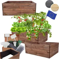 MODO24 Hochbeet Holz, Pflanzkasten, Massivholz, Kiefer, Kräuterbeet, Blumenkasten, Garten, Terrasse, 45x120x100 cm, Braun, ZP06
