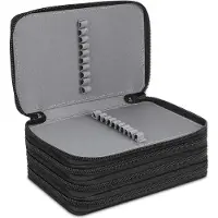 Meoiruery 72 Slots Federmappe, Bleistift-Beutel Super Falten große Kapazität Studenten Stationäre Fall Farbige Bleistifte Halter Case Federtasche Federmäppchen mit Innentasche, Schwarz