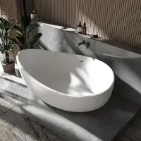 NEXTREND - GmbH Freistehende Badewanne WAVE STONE - Mineralguss - Weiß - 180 x 101 x 62 cm - Oberfläche wählbar, Ausführung:Matt