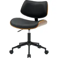 Home24 Bürostuhl - Kunstleder / Pappel Teilmassiv - Schwarz / Pappel Dunkel