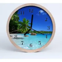 Tulup Holzuhr 30fi cm wanduhr - Palm Insel Landschaft