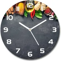 Tulup Wanduhr aus Glas 30fi Glasbild Glasuhr Gehärtetes Glas - weisse-zeiger - Herbs and spices