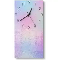DEQORI Glasuhr 30x60 cm Zahlen 'Milchglas vor Pastell' Wanduhr Glas Uhr Design leise
