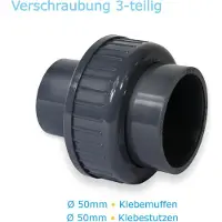 Paradies Pool PVC-U Fitting 3fach Verschraubung Ø 50mm Muffe/Stutzen Rohr Pool Schwimmbecken