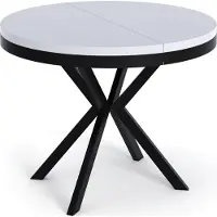 WFL GROUP Runder Ausziehbarer Esstisch - Loft Style Tisch mit Metallbeinen - 100 bis 180 cm - Industrieller Tisch für Wohnzimmer - Kompakt - 100 cm - Weiß