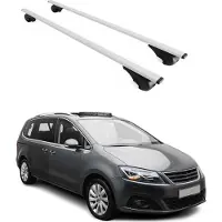 Omtec Dachträger Gepäckträger für Seat Alhambra 2010-2020 Grundträger Metall Silber 2x