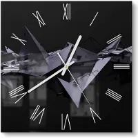 DEQORI Glasuhr 30x30 cm Römisch 'Abstrakter Stacheldraht' Wanduhr Glas Uhr Design leise