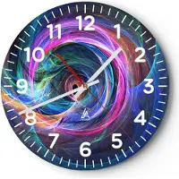 ARTTOR Wanduhr - Rund - Glasuhr - Abstraktion modern - 40x40cm - Schleichendes Uhrwerk - Lautlos - zum Aufhängen bereit - Dekoration Modern - Wanddekoration aus Glas - C4AR40x40-3987