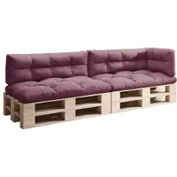 Sunnypillow Palettenkissen für Palettenmöbel - 5er Set - Palettenauflage 120 x 80 für Palettensofa - Palettenpolster für Garten, Gesteppte Kissen für Europaletten - Sitzkissen & Rückenkissen Violett