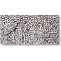 DEQORI Glasuhr 60x30 cm Modern 'Harmonie in Steinmosaik' Wanduhr Glas Uhr Design leise Küchenuhr