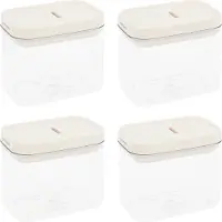 Krumble Vorratsgläser - 4er-Set - 500 ml - Vorratsgläser - Vorratsgläser - Luftdichter Deckel - Vorratsgläser - Spülmaschinenfest - Kunststoff - Transparent - Beige