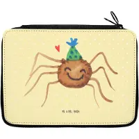 Mr. & Mrs. Panda Federtasche Spinne Agathe Party - Gelb Pastell - Geschenk, Federmäppchen, Schulmäppchen, Glück, Schreibmappe, Schlampermäppchen, Wunder, Motivation