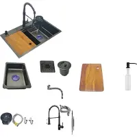 OEM Kaipeida Küchenspüle, langlebiger Edelstahl, Einzelbecken-Design, Hellgrau