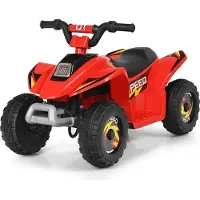 Goplus Kinderauto Quad ATV 6V Elektrofahrzeug mit Vor- und Rückwärtsschalter, Miniquad, Elektro Motorrad für Kinder ab 3 Jahren bis zu 30kg tragbar (Rot)