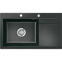 SYSTEMCERAM Spüle KeraDomo STEMA 86 SL in NERO Becken links mit Excenterbedienung /