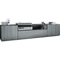 Vladon Lowboard Mogan, TV-Kommode mit 2 Türen, 1 Klappe und 1 offenes Fach, Schwarz matt/Avola-Anthrazit (181 x 39 x 35 cm)