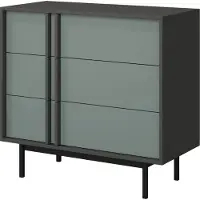 Mirjan 24 Sideboard Alsy 3S REG 8, Kommode mit drei Schubladen, Schwarze Metallfüße (Farbe: Anthrazit / Aloe)