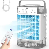 ROSNEK Mobile Klimaanlage 4-in-1 Tragbare Mini Ventilator Luftkühler 1600 ml Wassertank mit Fernbedienung, Timer, 3 Geschwindigkeiten, 2 Nebelmodi