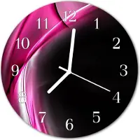 Tulup Glasuhr Wanduhr Küchenuhr Echt-Glas 30fi cm Abstrakte Linien violett
