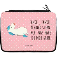 Mr. & Mrs. Panda Bleistiftetui Einhorn Schnuller - Rot Pastell - Geschenk, Schüleretui, Einhörner, Mutter, Federmäppchen, Geburtstag, Baby, Schlampermäppchen, Etui