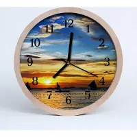 Tulup Holzuhr 30fi cm wanduhr - Sunset Natur