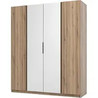 Masseno Drehtürenschrank CAGLIARI 200 cm Kleiderschrank Schlafzimmer Schrank 4-türig mit Spiegel Goldfarben