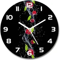 Tulup Wanduhr aus Glas 30fi Glasbild Glasuhr Gehärtetes Glas - weisse-zeiger - Cherries