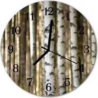 Tulup Glasuhr Wanduhr Küchenuhr Echt-Glas 30fi cm Birken weiß